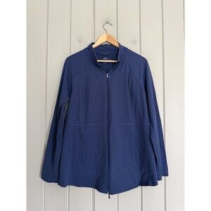 J. Jill Fit Out & About Shirttail Jacket M Medium Blue Activewear Full-Zip